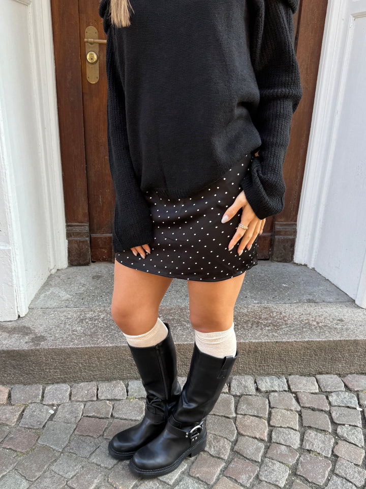 Selma Dot Mini Skirt - Black/White Dot-Fashion Nora