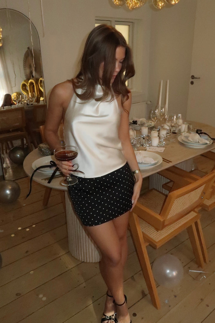 Selma Dot Mini Skirt - Black/White Dot-Fashion Nora