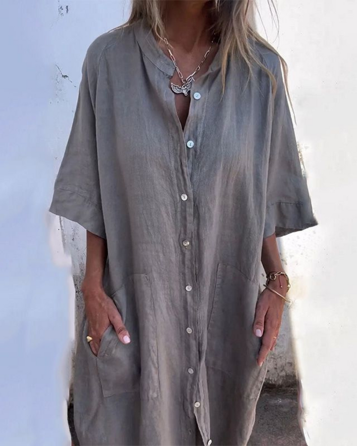 Shirt Dress | Casual | Button-Up | Oversized Dress | Summer Dress-Fashion Nora