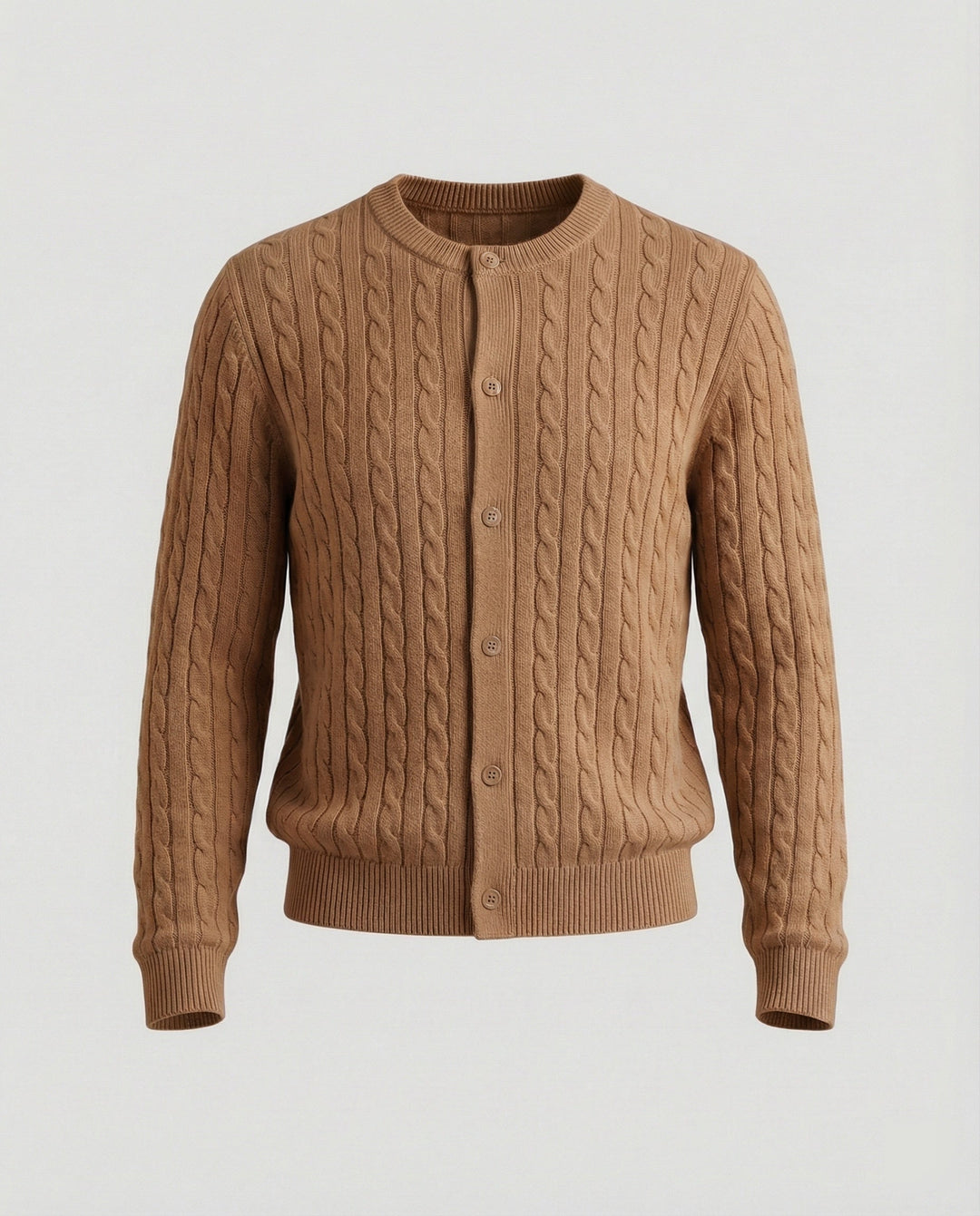 Short Cable Knit Cardigan | Crew Neck | Minimal Button Front-Fashion Nora