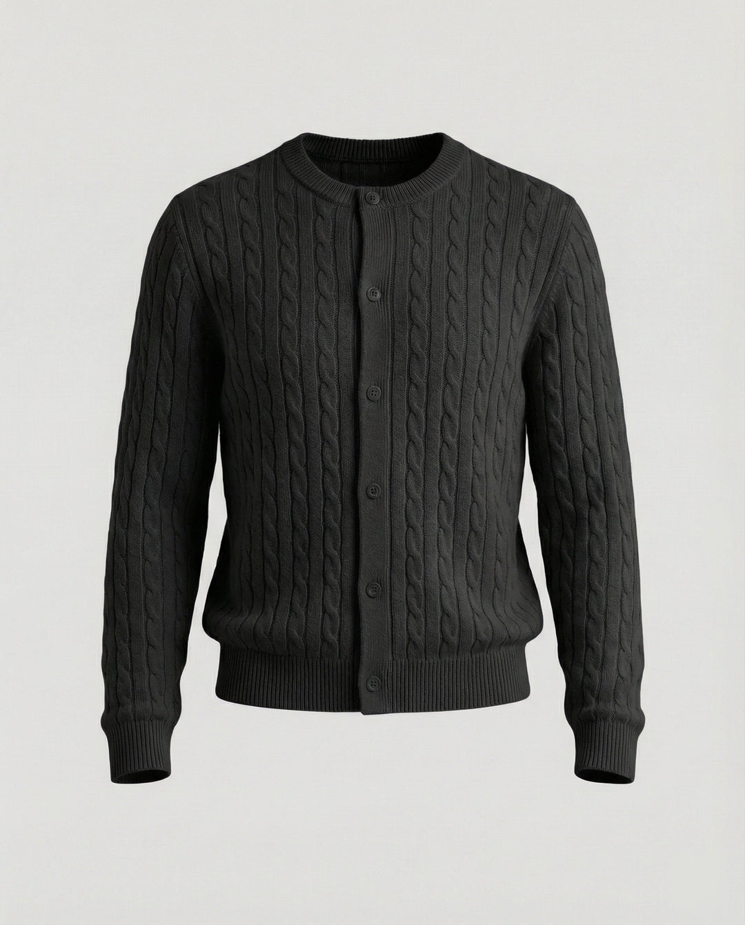Short Cable Knit Cardigan | Crew Neck | Minimal Button Front-Fashion Nora
