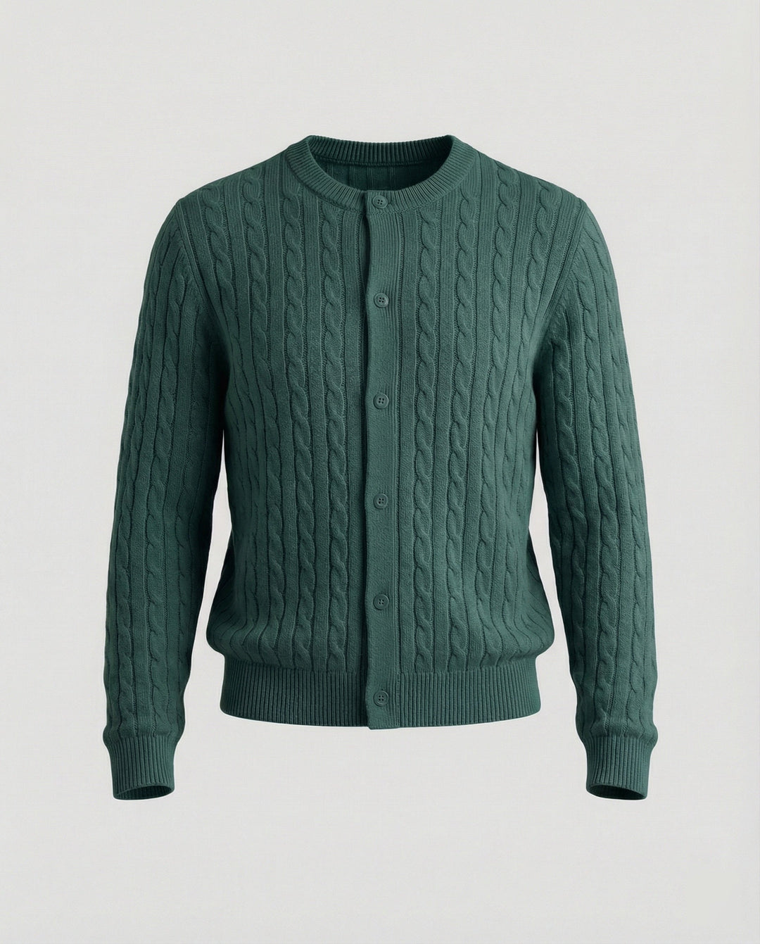 Short Cable Knit Cardigan | Crew Neck | Minimal Button Front-Fashion Nora