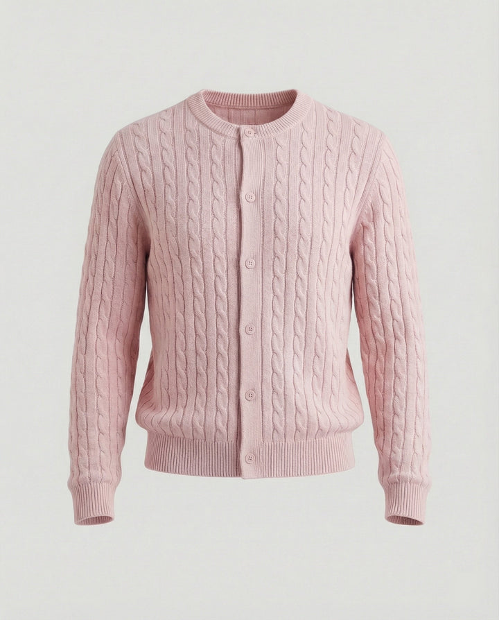 Short Cable Knit Cardigan | Crew Neck | Minimal Button Front-Fashion Nora
