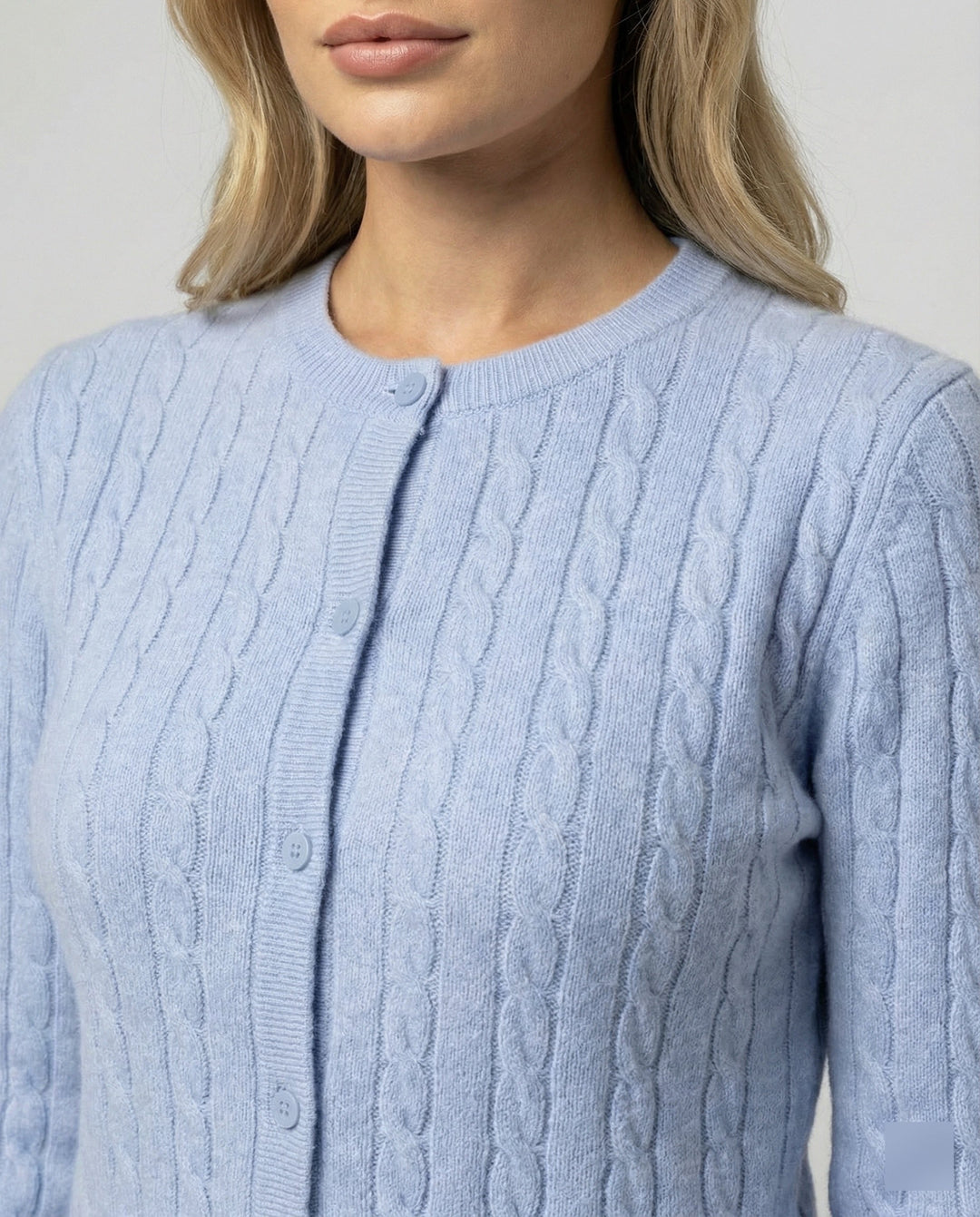 Short Cable Knit Cardigan | Crew Neck | Minimal Button Front-Fashion Nora