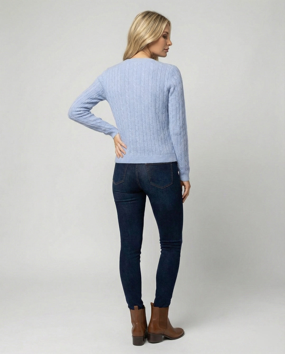 Short Cable Knit Cardigan | Crew Neck | Minimal Button Front-Fashion Nora