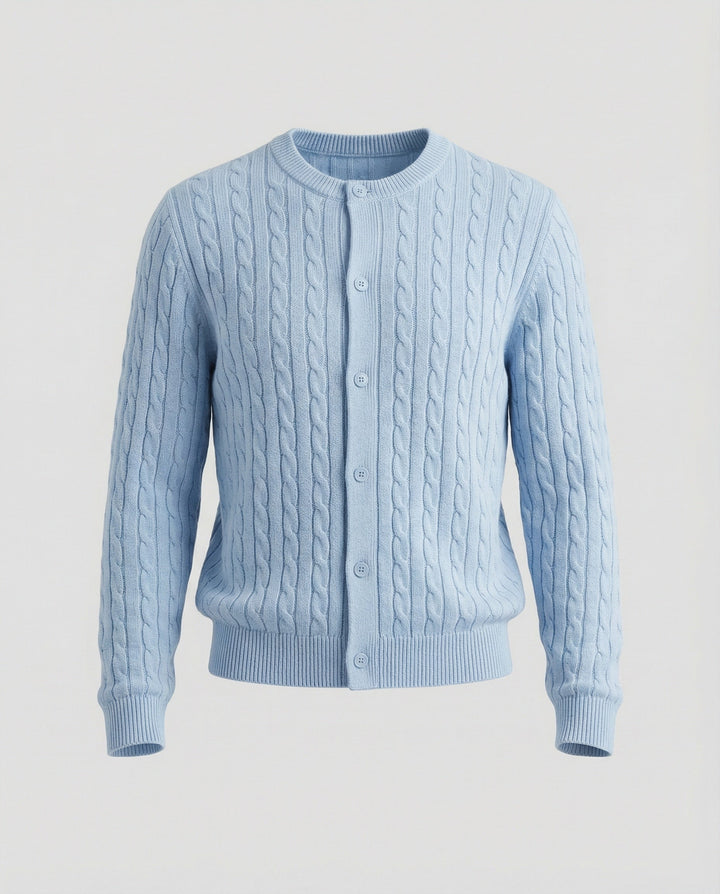 Short Cable Knit Cardigan | Crew Neck | Minimal Button Front-Fashion Nora