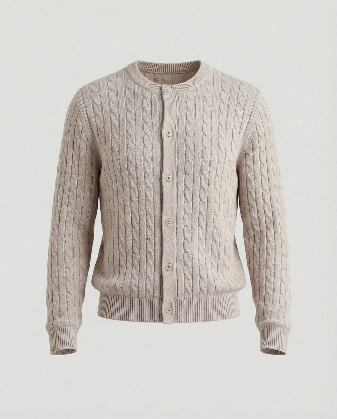 Short Cable Knit Cardigan | Crew Neck | Minimal Button Front-Fashion Nora