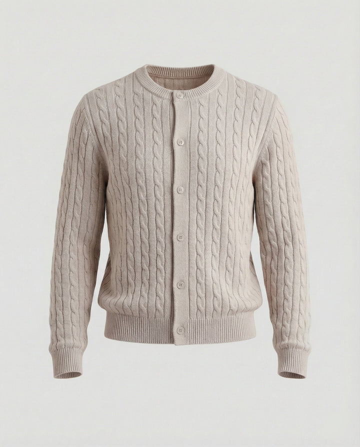 Short Cable Knit Cardigan | Crew Neck | Minimal Button Front-Fashion Nora