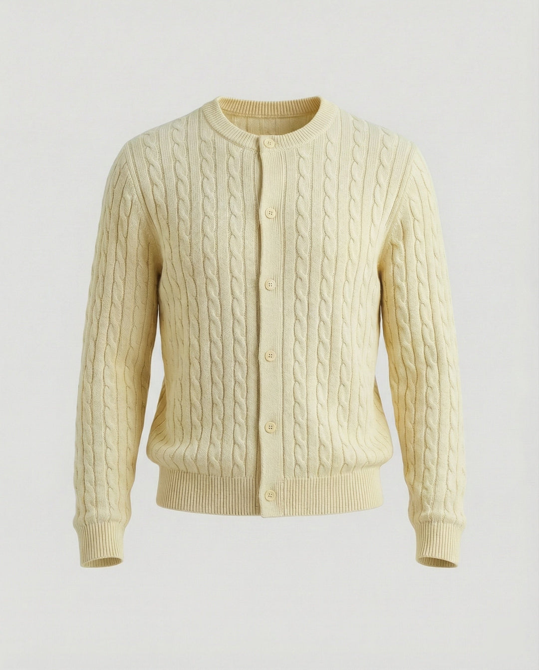 Short Cable Knit Cardigan | Crew Neck | Minimal Button Front-Fashion Nora