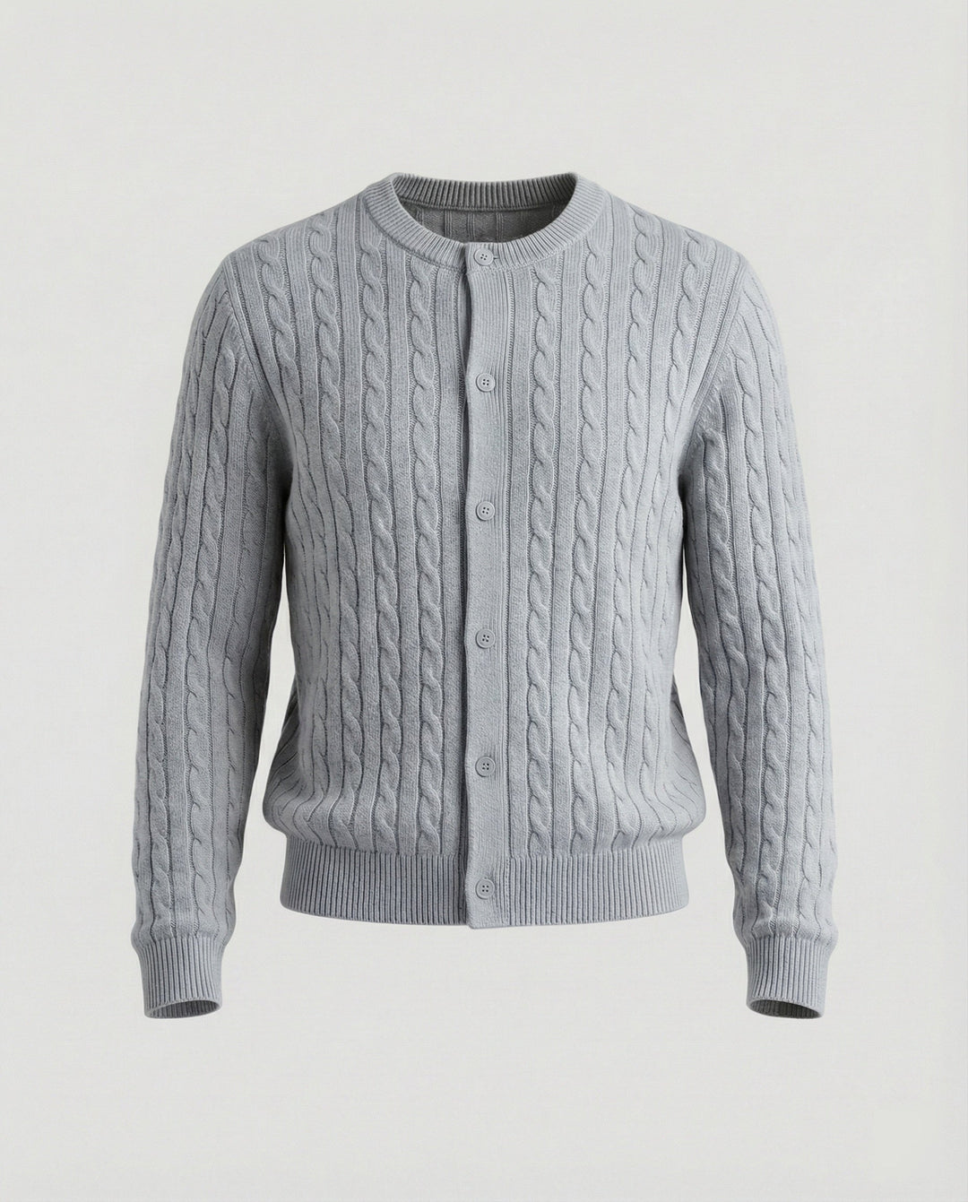 Short Cable Knit Cardigan | Crew Neck | Minimal Button Front-Fashion Nora
