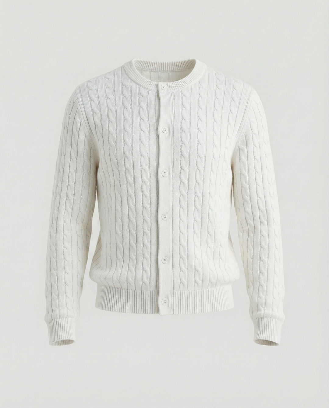 Short Cable Knit Cardigan | Crew Neck | Minimal Button Front-Fashion Nora