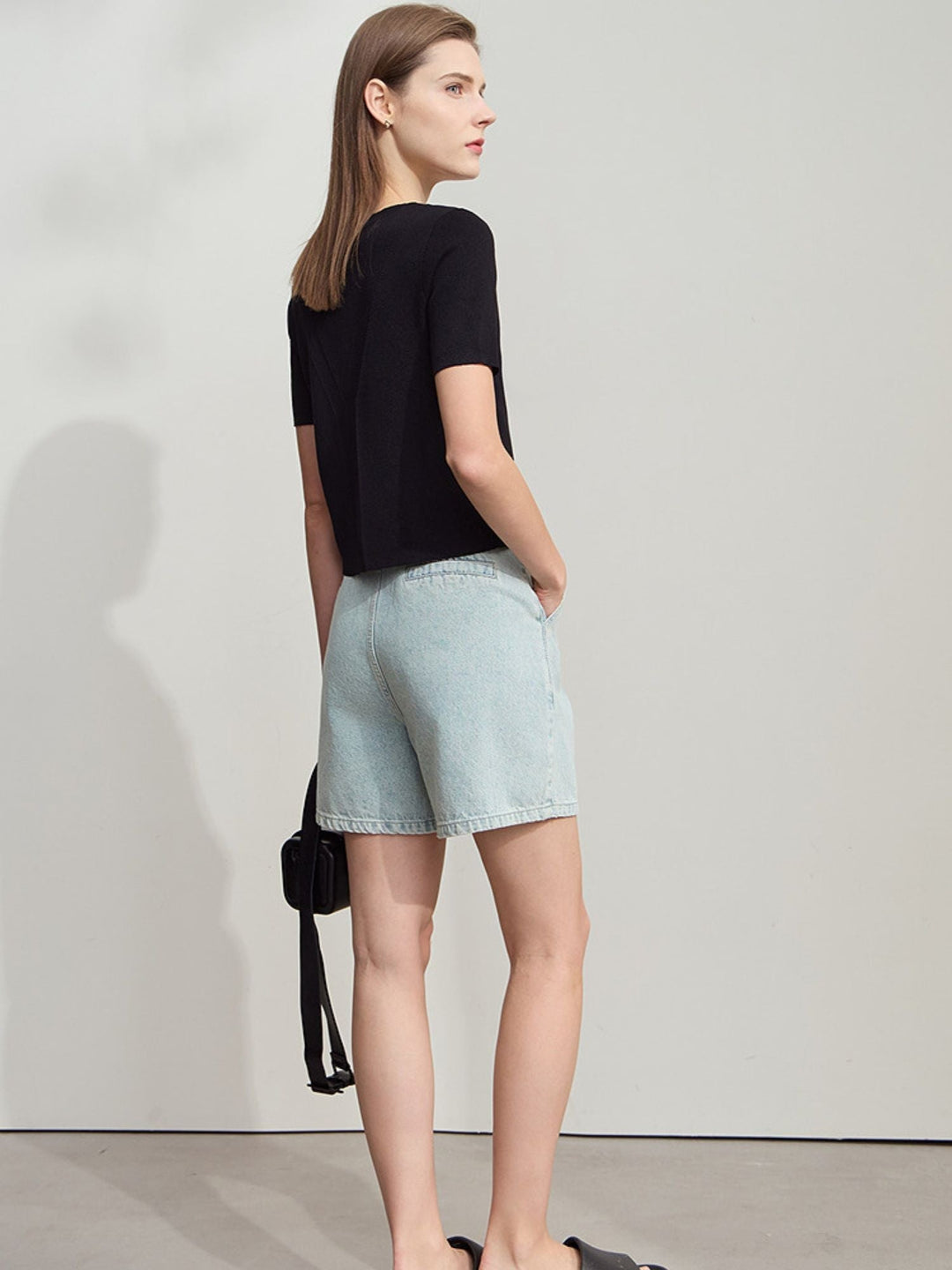 Short Sleeve Knit Top | Round Neck | Structured Knit | Button Detail-Fashion Nora