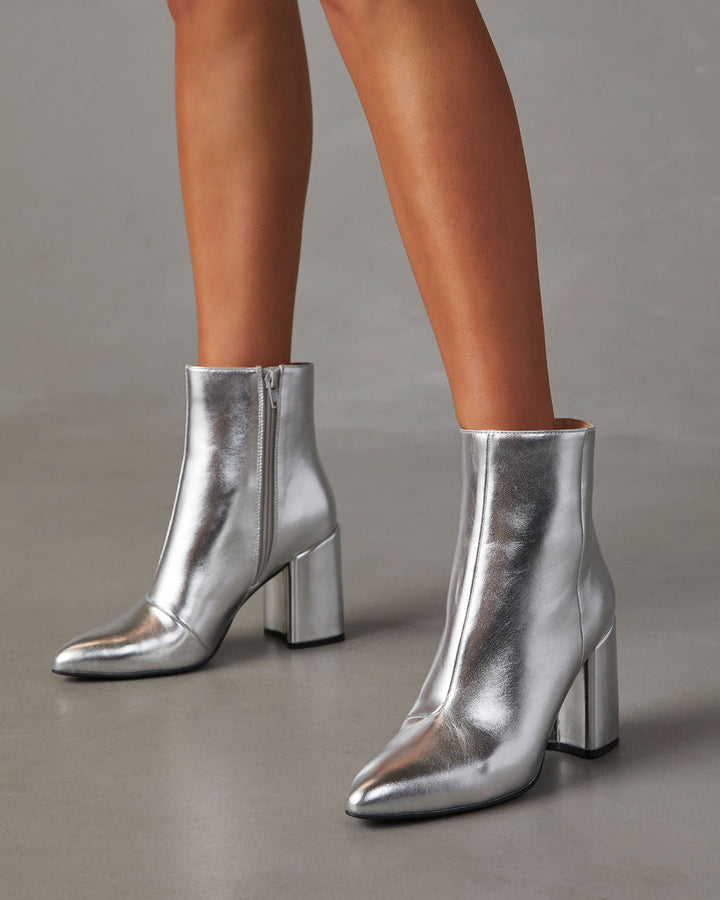 Silver Ankle Boots | Orthopaedic Comfort | Block Heel-Fashion Nora
