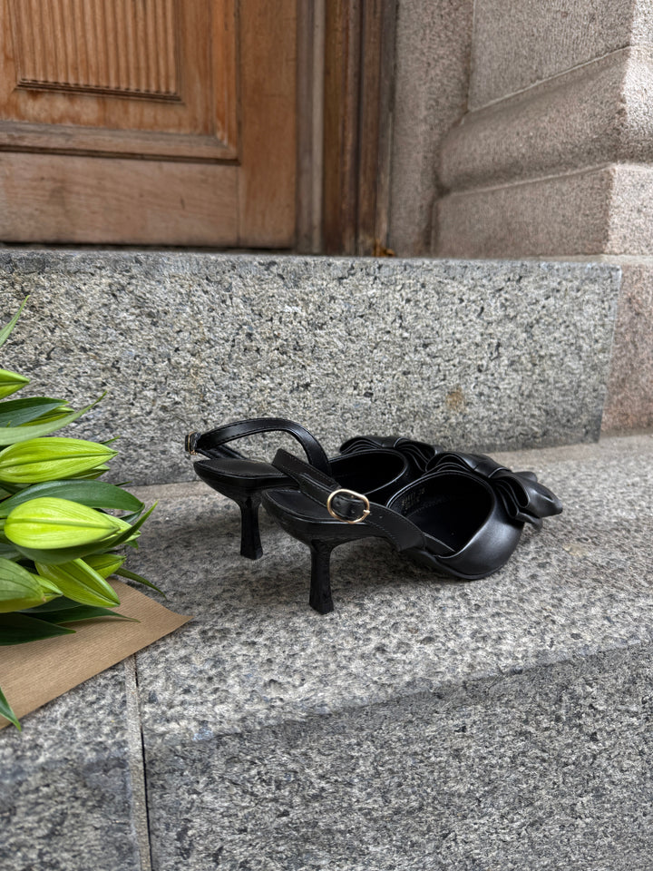Siri Bow Slingback - Black-Fashion Nora