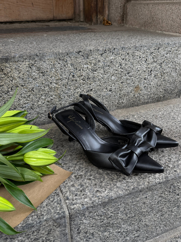 Siri Bow Slingback - Black-Fashion Nora