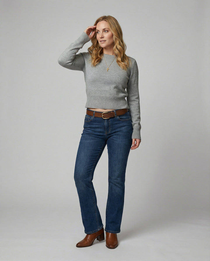 Slim Fit Knit Sweater | Wool Blend Crew Neck | Winter Jumper-Fashion Nora