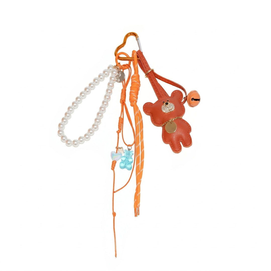 Teddy Bear Bag Charm | Pearl Cord Keychain | Purse Charm-Fashion Nora