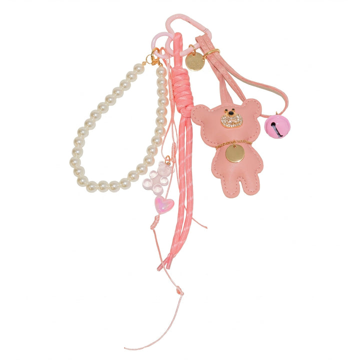 Teddy Bear Bag Charm | Pearl Cord Keychain | Purse Charm-Fashion Nora