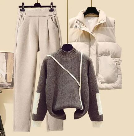 Three-Piece Autumn Set | Trousers | Padded Bodywarmer and Sweater-Fashion Nora