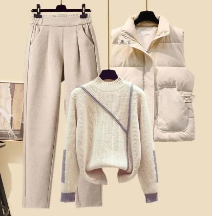 Three-Piece Autumn Set | Trousers | Padded Bodywarmer and Sweater-Fashion Nora