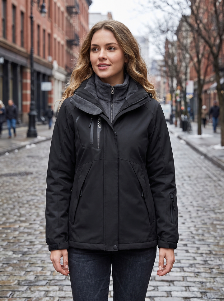 Three in One Outdoor Jacket | Fleece Liner | Waterproof Shell-Fashion Nora