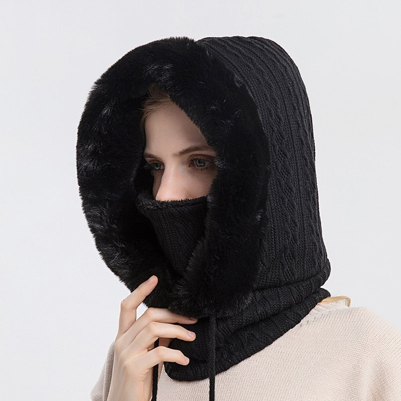 Three in One Winter Scarf and Beanie | Knit Neck Warmer Set-Fashion Nora