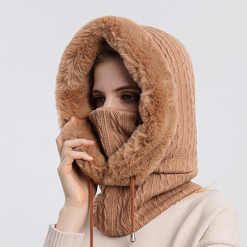 Three in One Winter Scarf and Beanie | Knit Neck Warmer Set-Fashion Nora