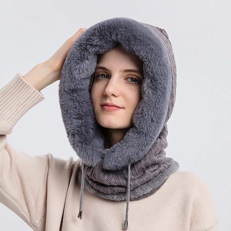 Three in One Winter Scarf and Beanie | Knit Neck Warmer Set-Fashion Nora