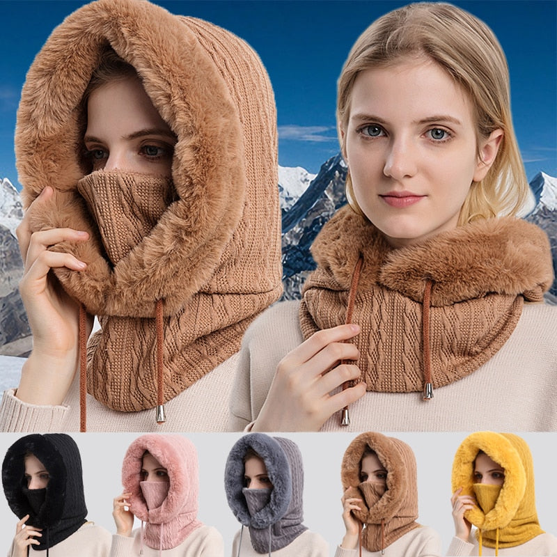 Three in One Winter Scarf and Beanie | Knit Neck Warmer Set-Fashion Nora