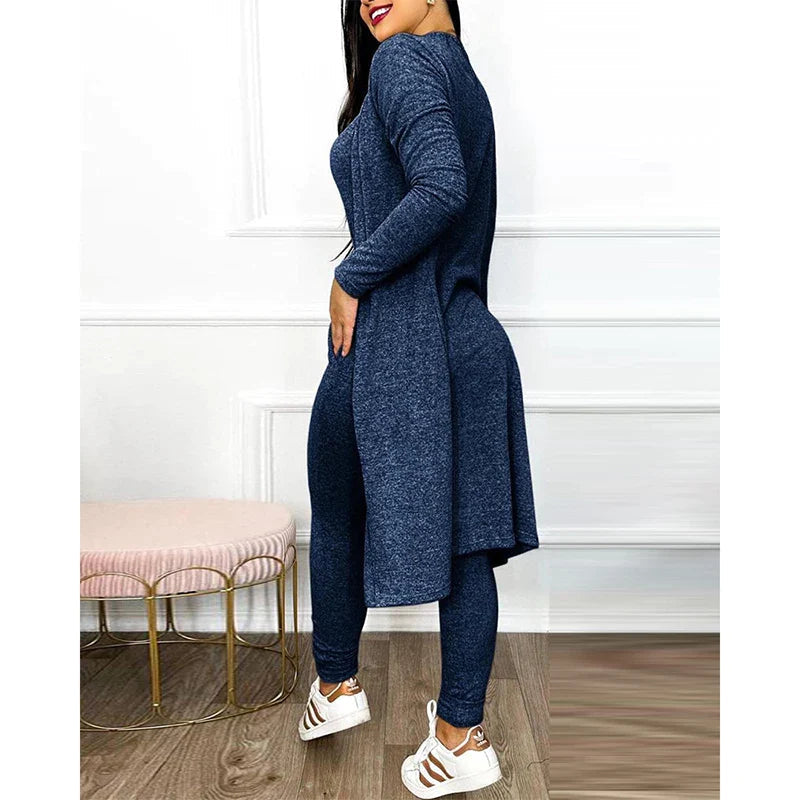 Two-Piece Jumpsuit Set | Sleeveless Bodysuit | Matching Knit Jacket-Fashion Nora