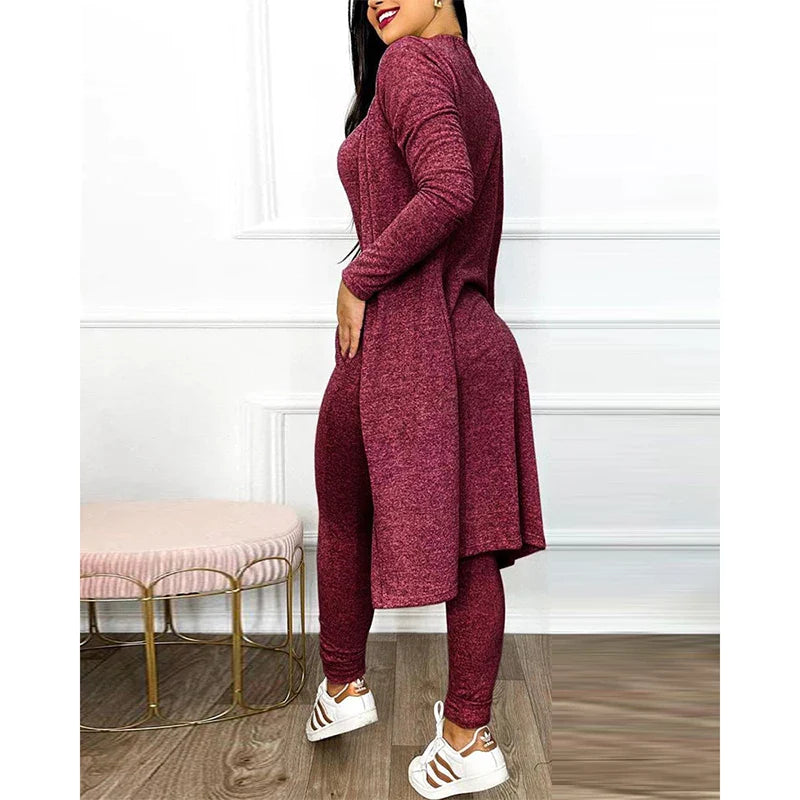 Two-Piece Jumpsuit Set | Sleeveless Bodysuit | Matching Knit Jacket-Fashion Nora