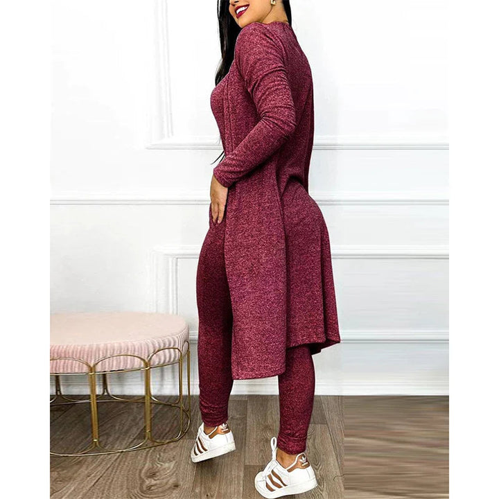 Two-Piece Jumpsuit Set | Sleeveless Bodysuit | Matching Knit Jacket-Fashion Nora