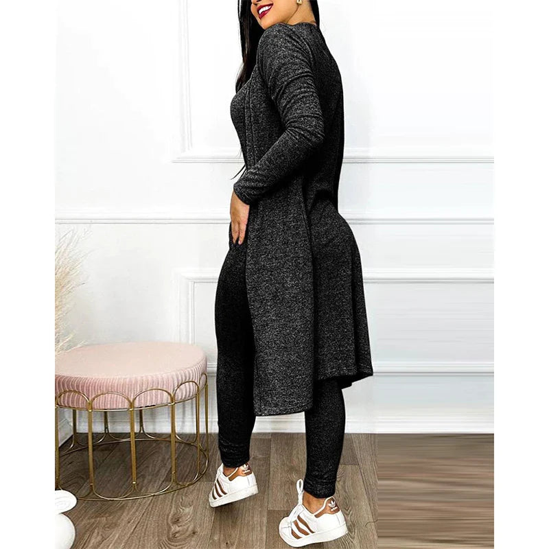 Two-Piece Jumpsuit Set | Sleeveless Bodysuit | Matching Knit Jacket-Fashion Nora