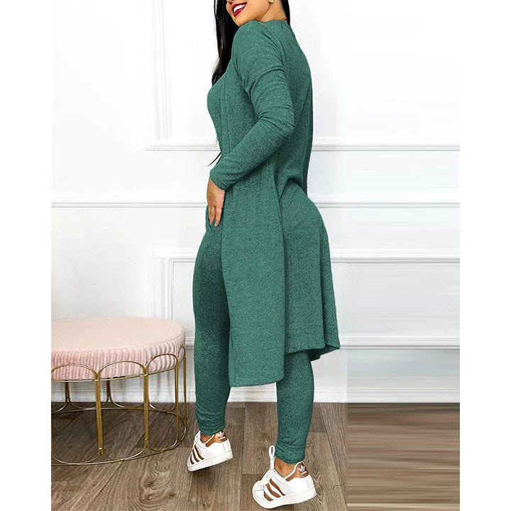 Two-Piece Jumpsuit Set | Sleeveless Bodysuit | Matching Knit Jacket-Fashion Nora