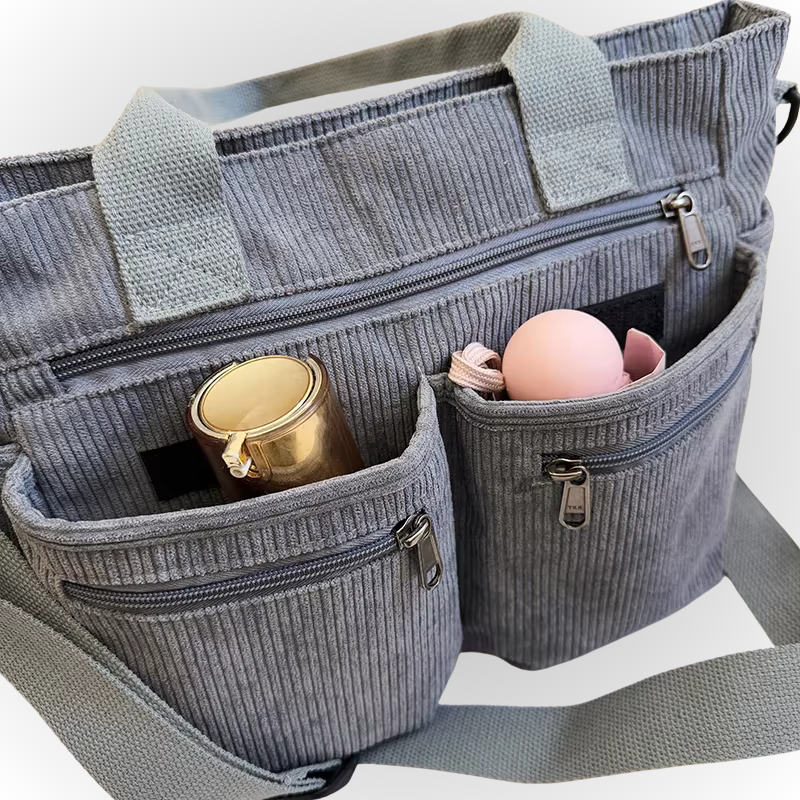 Urban Cord | Corduroy Tote Bag | Laptop Shoulder Bag-Fashion Nora