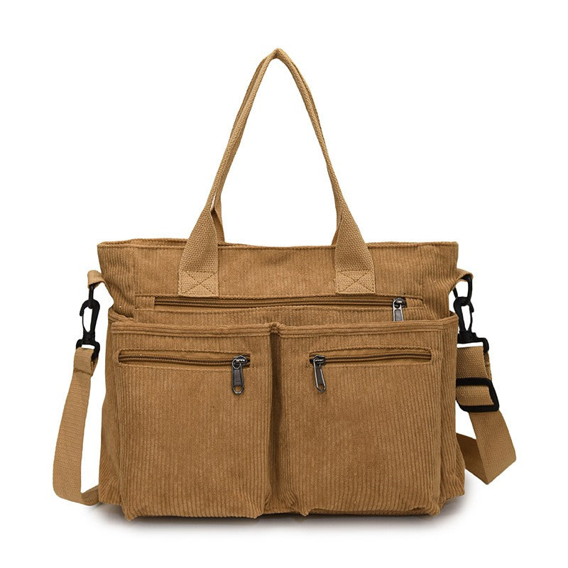 Urban Cord | Corduroy Tote Bag | Laptop Shoulder Bag-Fashion Nora