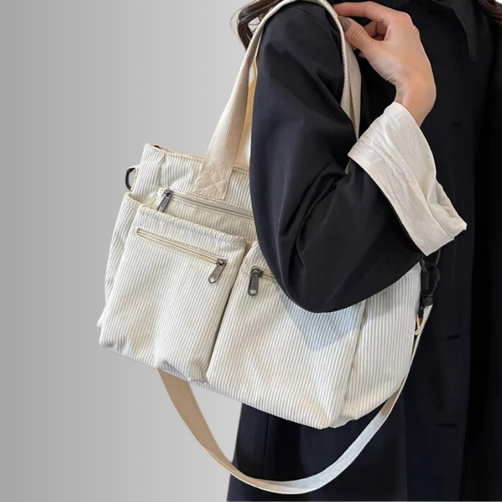 Urban Cord | Corduroy Tote Bag | Laptop Shoulder Bag-Fashion Nora