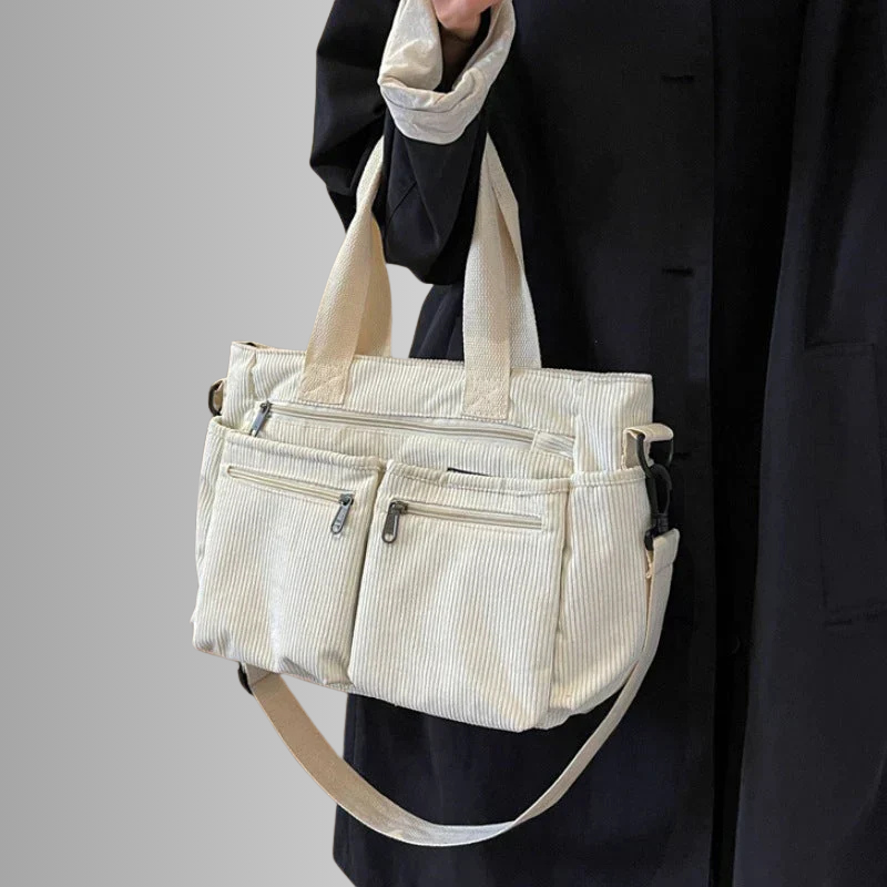 Urban Cord | Corduroy Tote Bag | Laptop Shoulder Bag-Fashion Nora