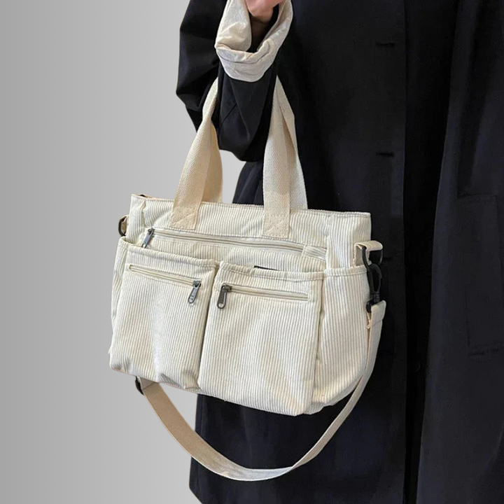 Urban Cord | Corduroy Tote Bag | Laptop Shoulder Bag-Fashion Nora