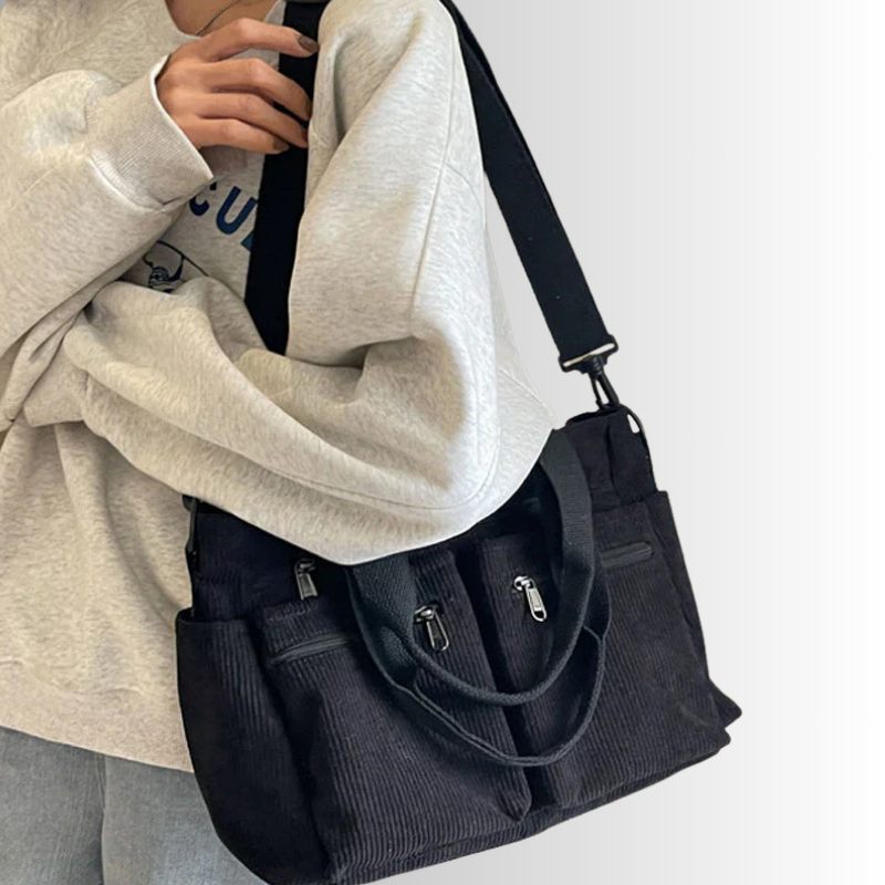 Urban Cord | Corduroy Tote Bag | Laptop Shoulder Bag-Fashion Nora