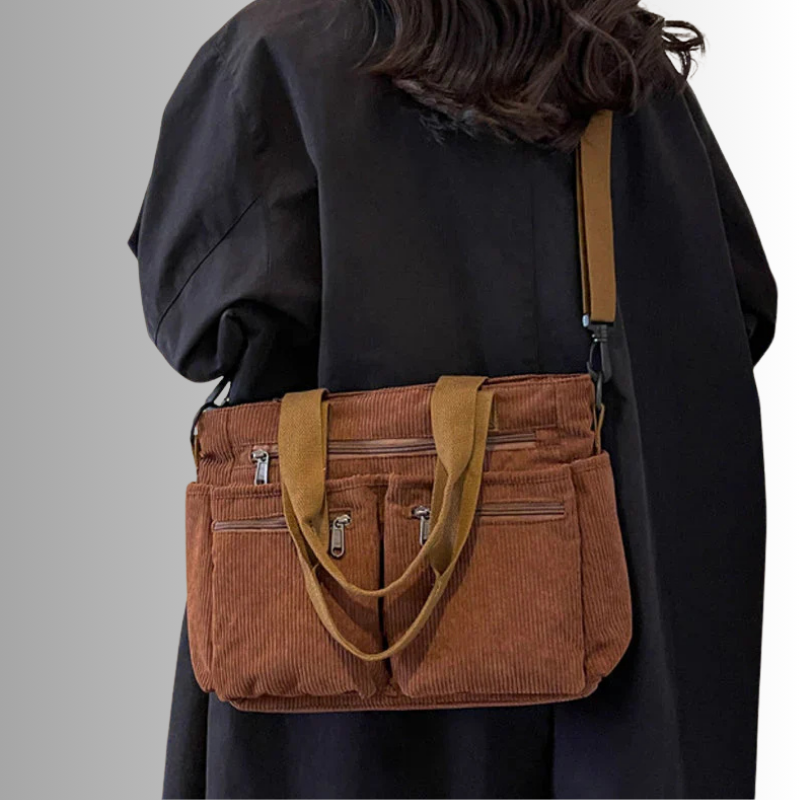 Urban Cord | Corduroy Tote Bag | Laptop Shoulder Bag-Fashion Nora