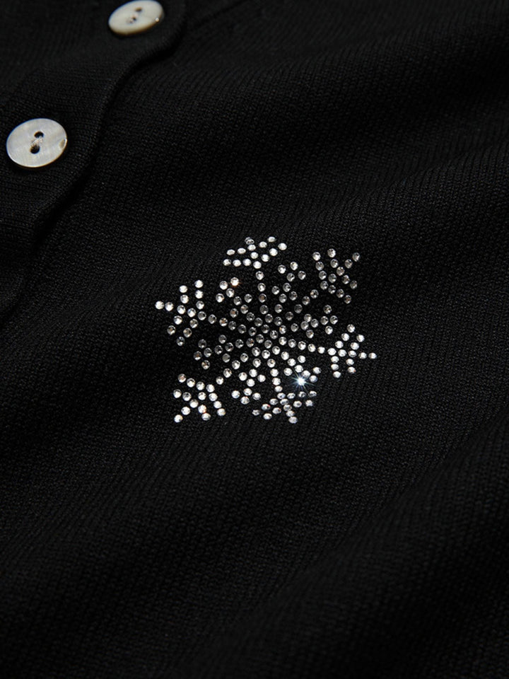 V-Neck Cardigan | Snowflake Embellishments | Button Front-Fashion Nora