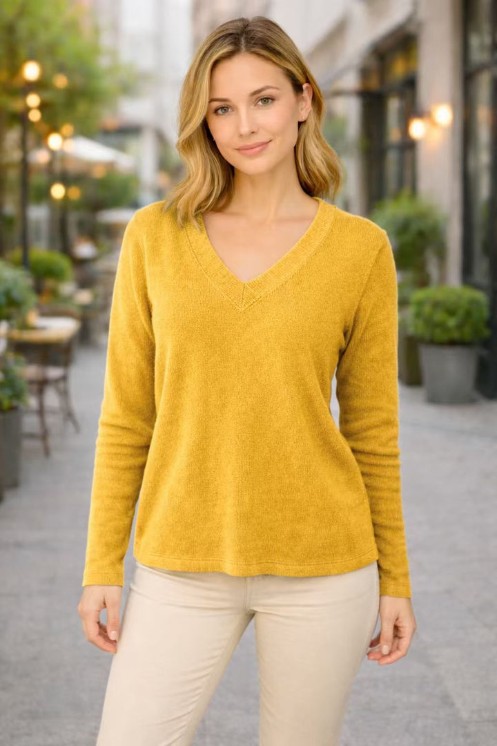 Vintage V-Neck Knit Pullover | Soft Cashmere Blend | Long Sleeve-Fashion Nora