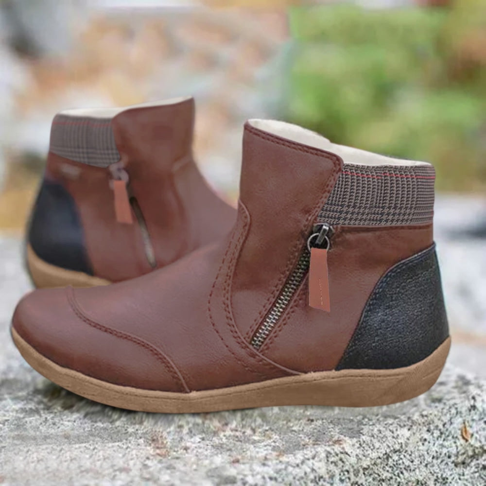 Waterproof Orthopaedic Ankle Boots | Side Zip | Knitted Cuff-Fashion Nora