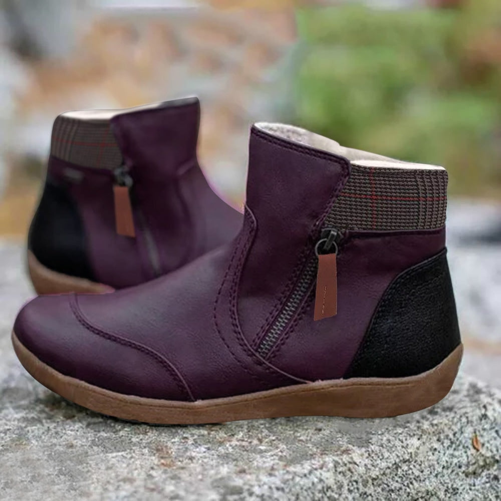 Waterproof Orthopaedic Ankle Boots | Side Zip | Knitted Cuff-Fashion Nora
