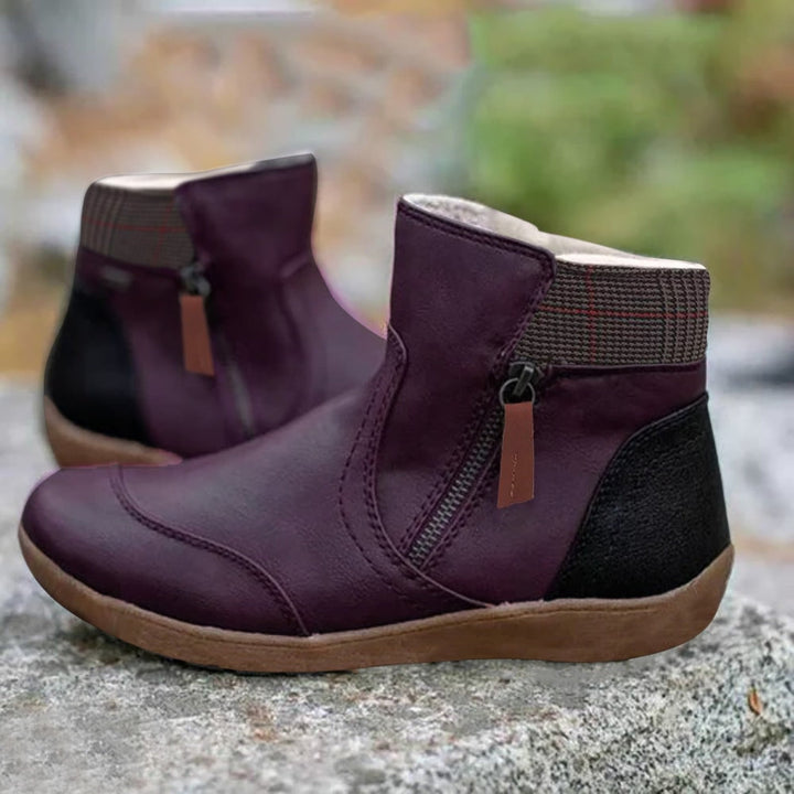 Waterproof Orthopaedic Ankle Boots | Side Zip | Knitted Cuff-Fashion Nora
