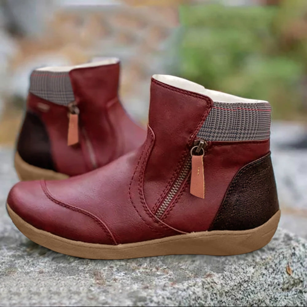 Waterproof Orthopaedic Ankle Boots | Side Zip | Knitted Cuff-Fashion Nora