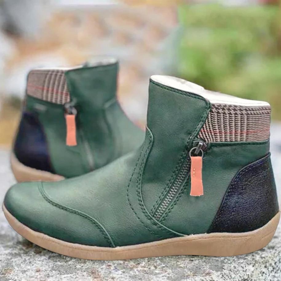 Waterproof Orthopaedic Ankle Boots | Side Zip | Knitted Cuff-Fashion Nora