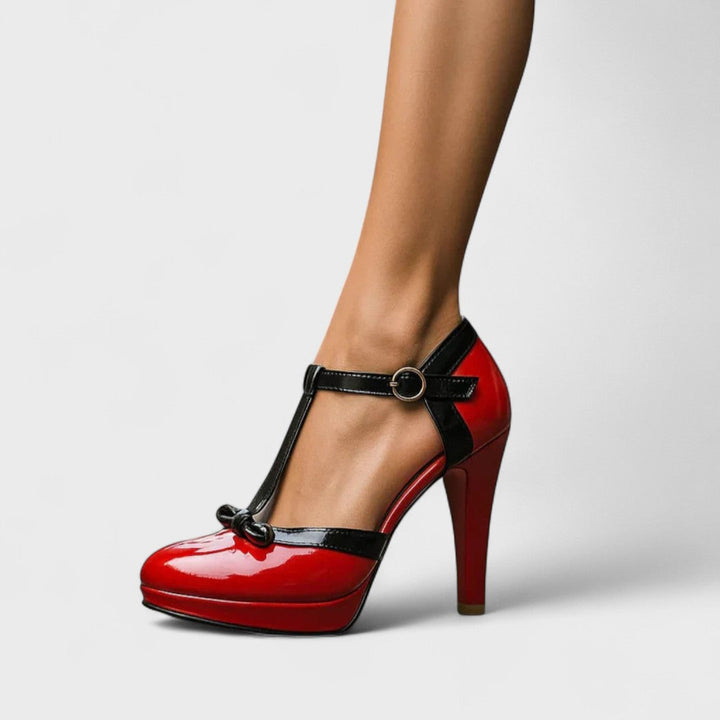 Women's T-Strap Pumps | Block Heel Court Shoes | Party Heels-Fashion Nora