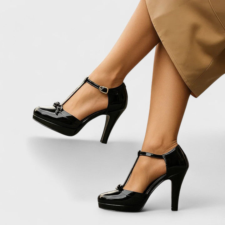 Women's T-Strap Pumps | Block Heel Court Shoes | Party Heels-Fashion Nora